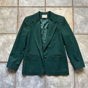 Pendleton Vintage Women’s Blazer Jacket Petite Small Virgin 100% Wool Teal Green